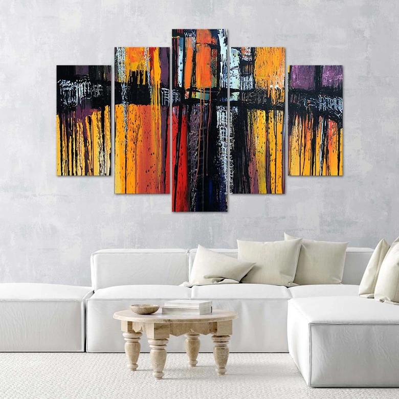 Leinwandbild 5 teilig, Abstraktion Farbiges Acryl 
