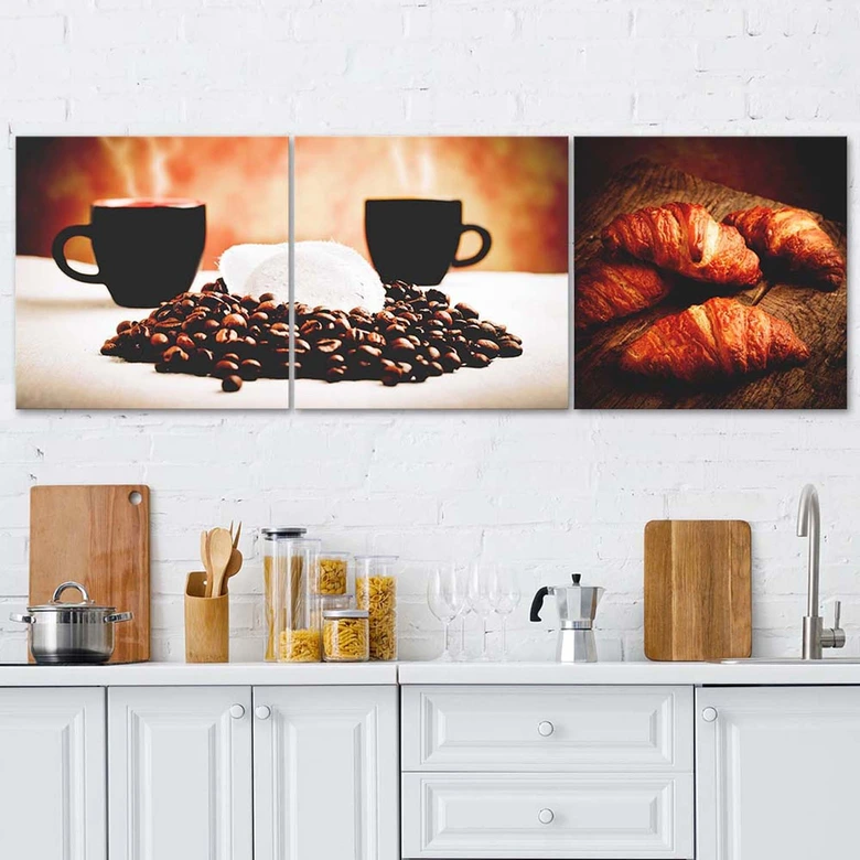 3 stykke lærredsprint, kaffekage 