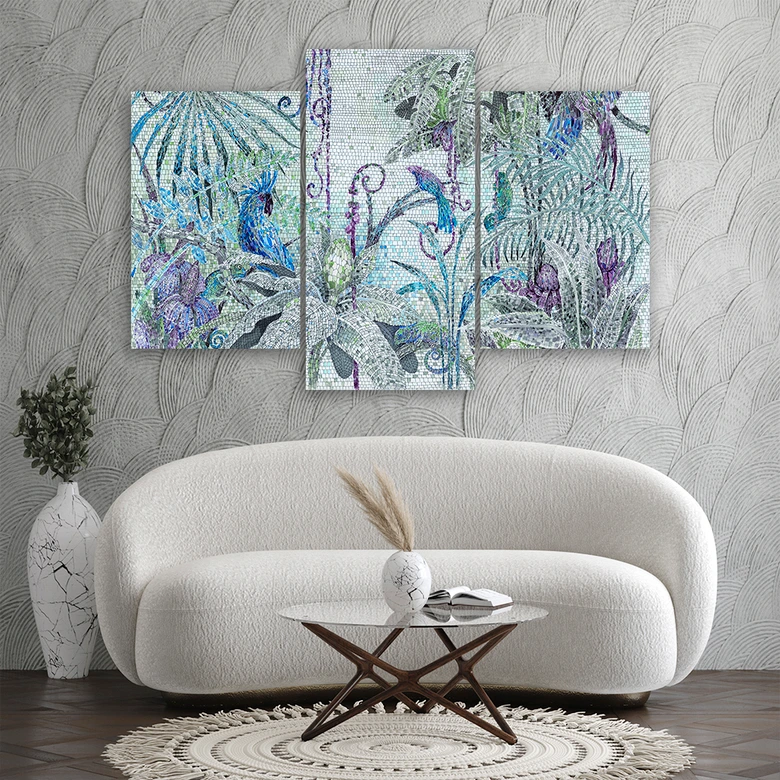Leinwandbild 3 teilig, Mosaik -Dschungel 