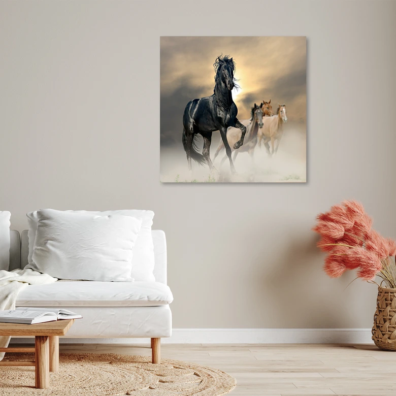 Canvasbillede, Flok af heste 