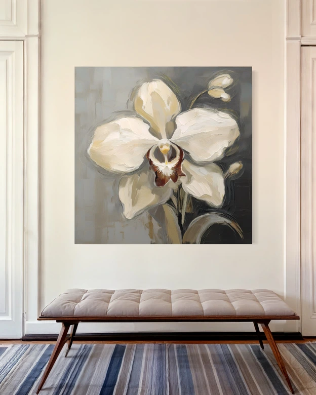 Leinwandbild Weiß bemalte Orchidee 
