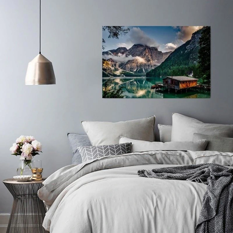 Leinwandbild, Haus Gebirge Alpen 