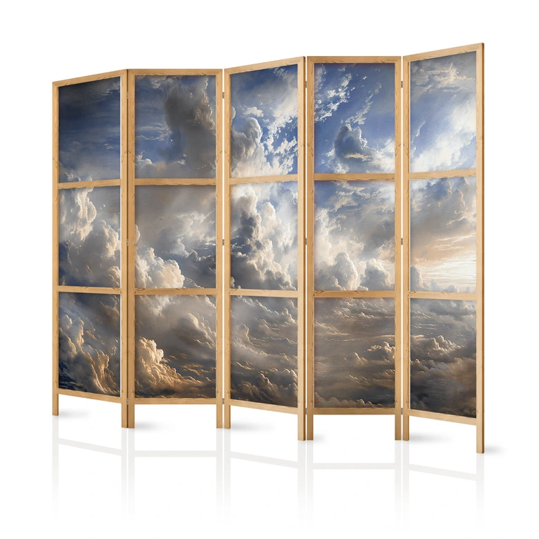 Japanischer Paravent, Raumteiler freistehend, Trennwand - Golden Reflections on Clouds Foretelling Dusk 