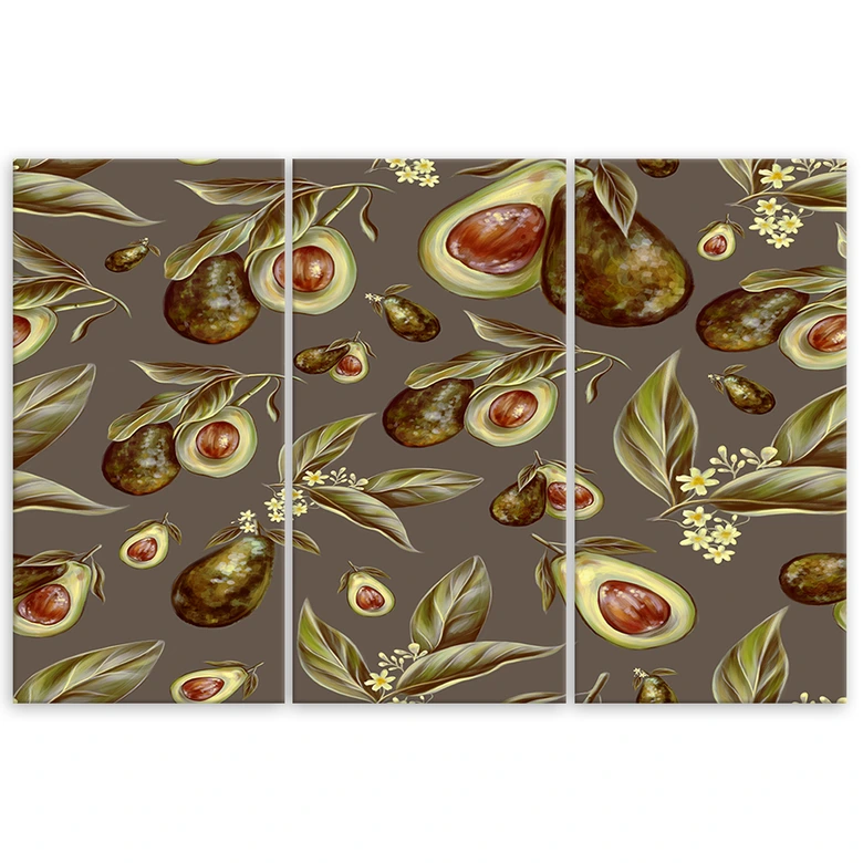 Leinwandbild 3 teilig, Avocado -Hälften 