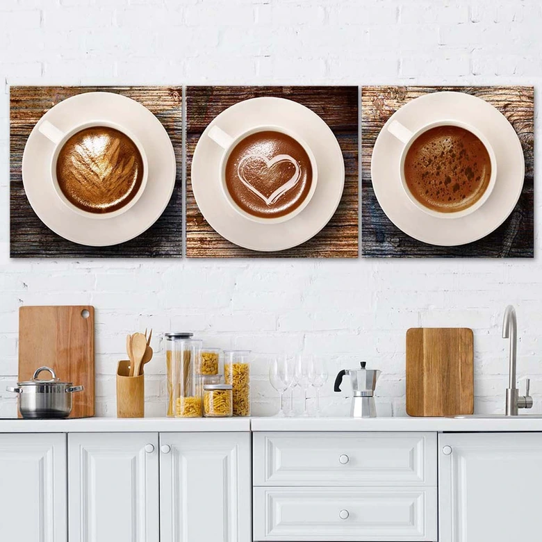 Leinwandbild 3-teilig, Kaffee Getränk 