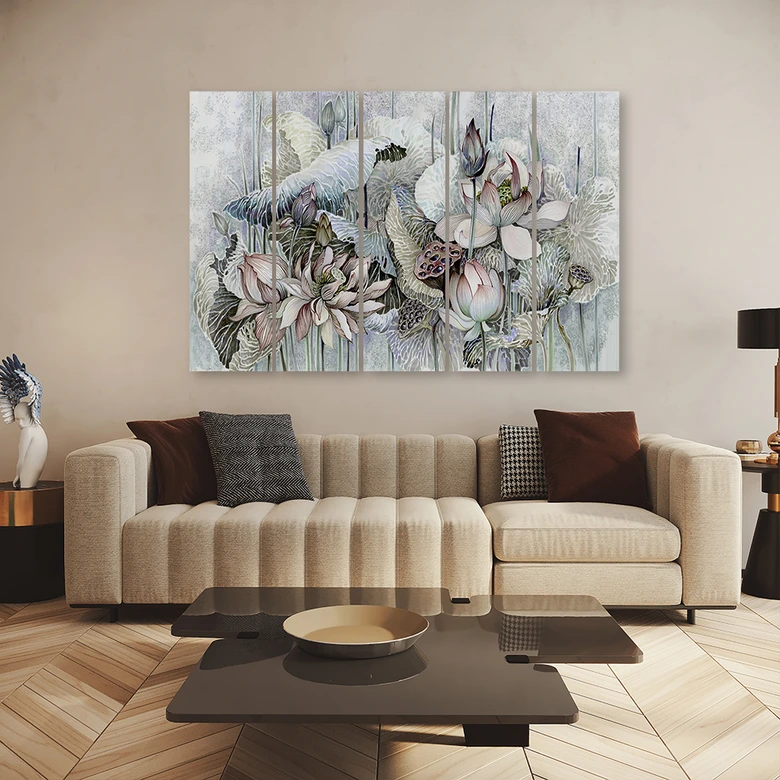 Leinwandbild 5 teilig, Saint Lotos Blumen 
