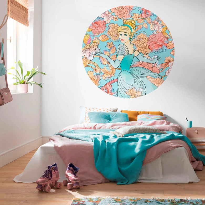 Selvklæbende non-woven tapet - Cinderella Pastel Dreams - 125 x 125 cm 
