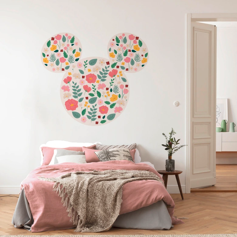 Papier peint autocollant - Mickey Head Wild Flowers - 125 x 125 cm 
