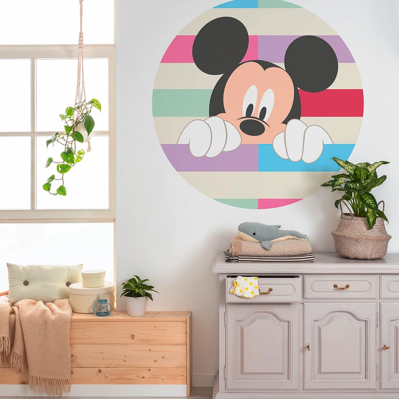 Selbstklebende Vlies Fototapete - Mickey Peek-a-boo - 125 x 125 cm 