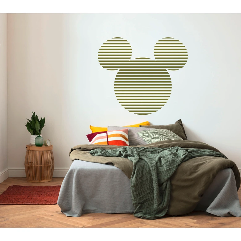 Selbstklebende Vlies Fototapete - Mickey Head Stripes - 125 x 125 cm 