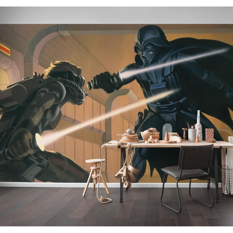 Vlies Fototapete - Star Wars Classic RMQ Vader vs Luke - 500 x 250 cm 