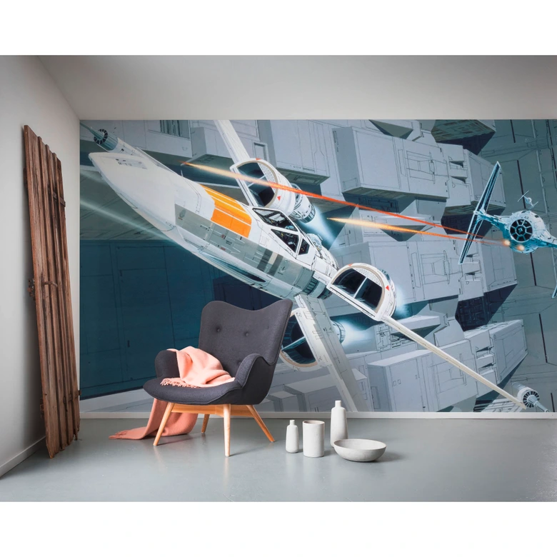 Vlies Fototapete - Star Wars Classic RMQ X-Wing vs TIE-Fighter - 500 x 250 cm 