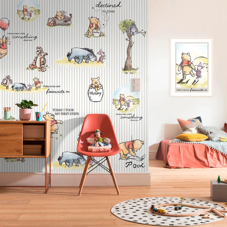 Papier peint - Winnie l'ourson rayé - 200 x 280 cm 