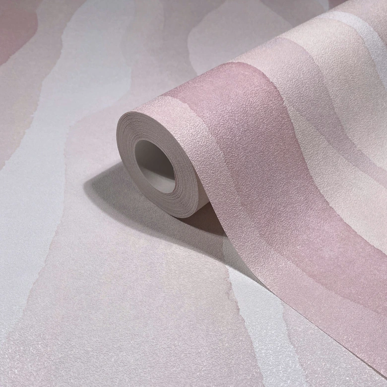 Non-woven wallpaper in pink abstract stripes graphic modern  