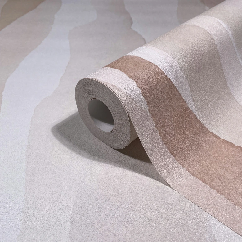 Vliestapete in Beige Abstrakte Streifenoptik Grafisch Modern  