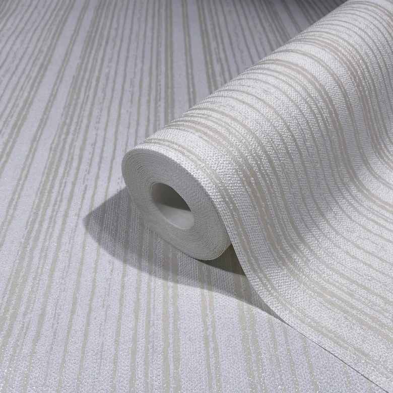 Papel pintado no tejido de rayas blancas beige y líneas papel pintado rayas clásico  