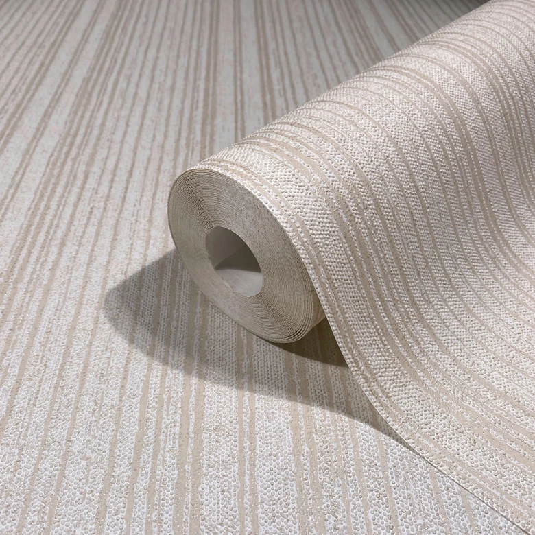 Non-woven tapet i beige ränder och linjer tapet ränder klassisk  