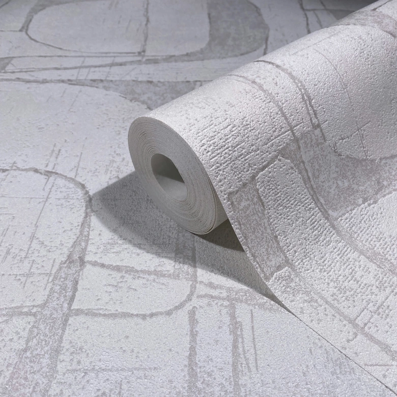Vliestapete in Weiß Glänzend Geometrische Formen Grafisch Modern  