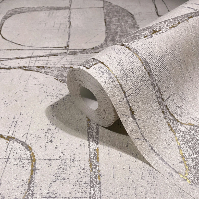 Vliestapete in Beige Glänzend Geometrische Formen Grafisch Modern  