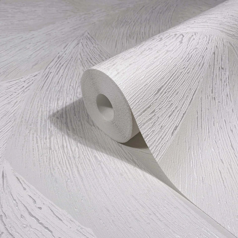 Vliesbehang in wit 3D-look golvend grafisch modern 