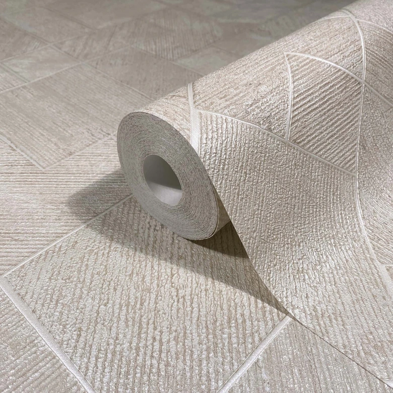 Vliestapete in Beige Karriert, Rautenmuster Grafisch Geometrisch 
