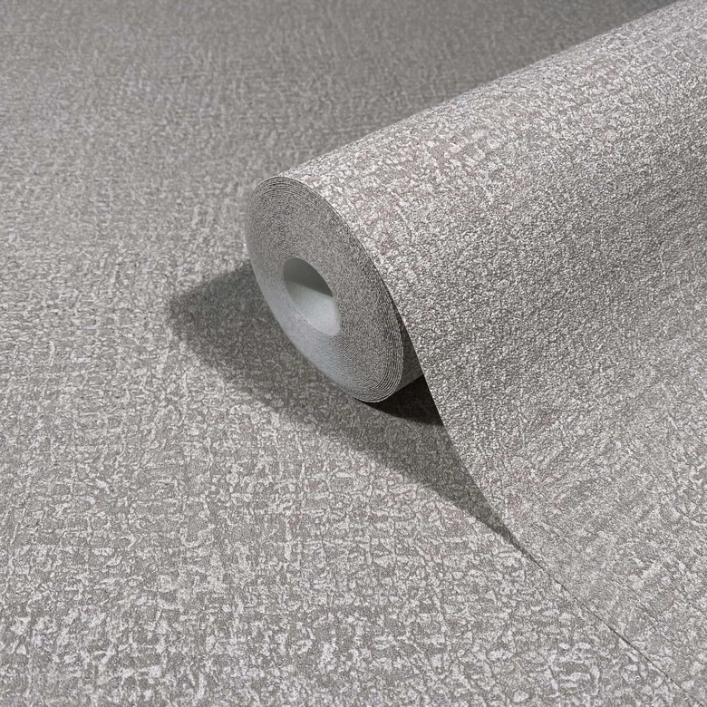 Vliestapete in Grau Strukturiertes Textil Putzoptik Uni 