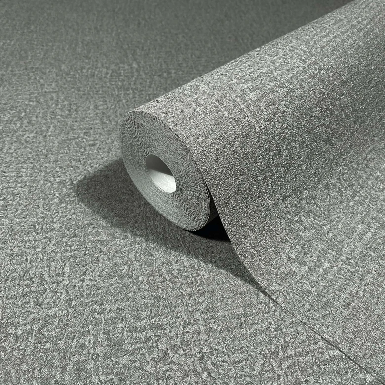 Vliestapete in Grau, Olive Strukturiertes Textil Putzoptik Uni 