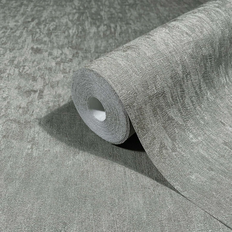 Vliestapete in Grau Betonoptik Uni Modern 