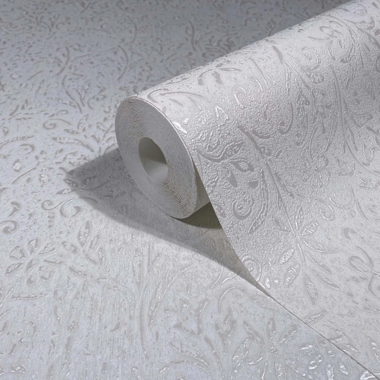Vliestapete in Weiß Blattmotiv Floral Natur 