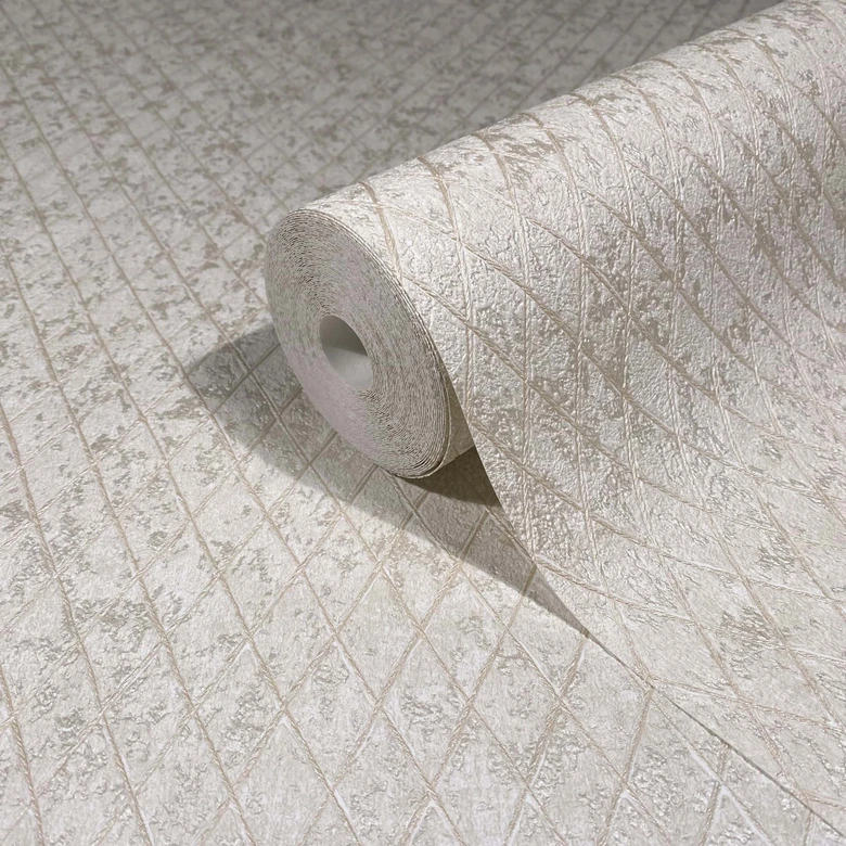 Vliestapete in Beige Rautenoptik Grafisch Geometrisch 