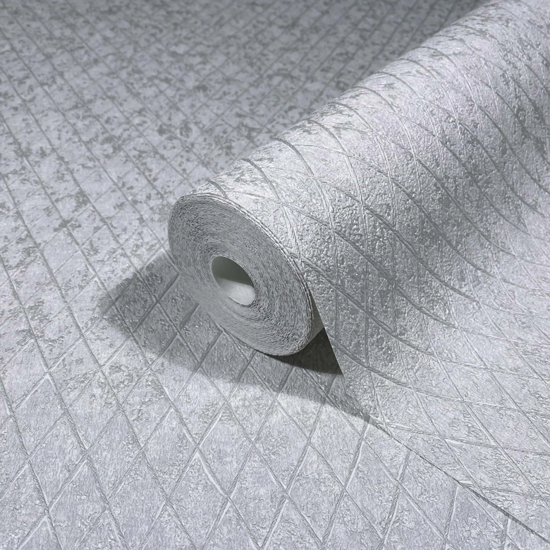 Vliestapete in Grau Rautenoptik Grafisch Geometrisch 
