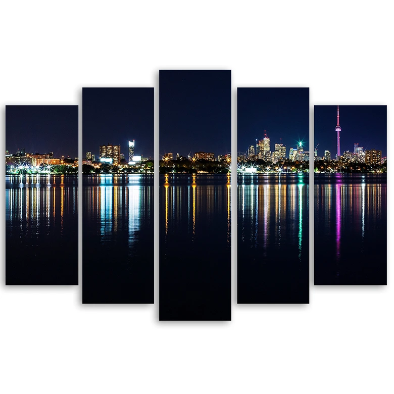 Lærredstryk 5 stykker, New York Skyline 