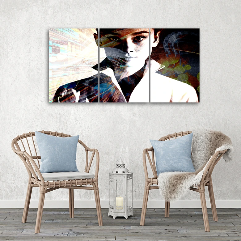 Leinwandbild 3-teilig, Audrey Hepburn 