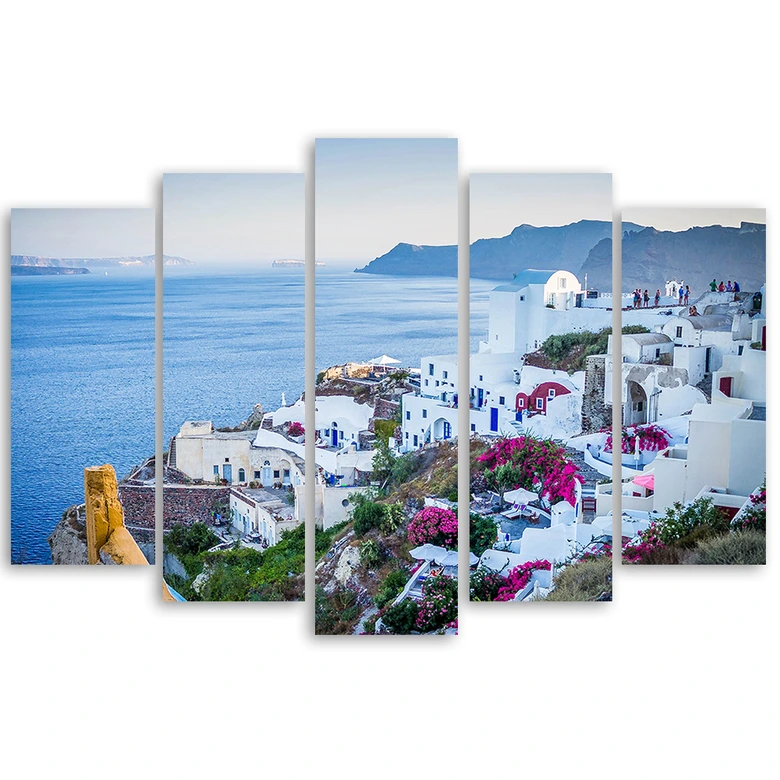 Wandbild 5-teilig, Griechenland Santorini Stadt 