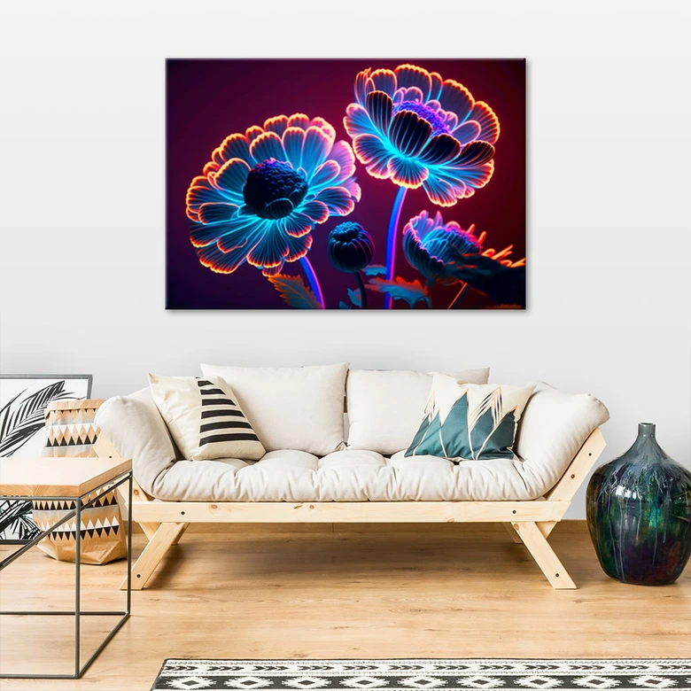 Leinwandbild, Neon-Blütenknospen 