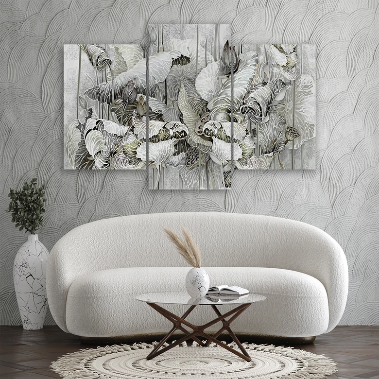 Leinwandbild 3 teilig, Saint Lotos Blumen 