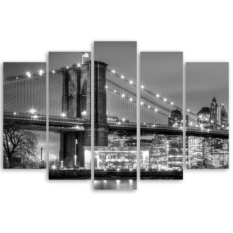 Wandbild 5-teilig, Manhattan Bridge New York 