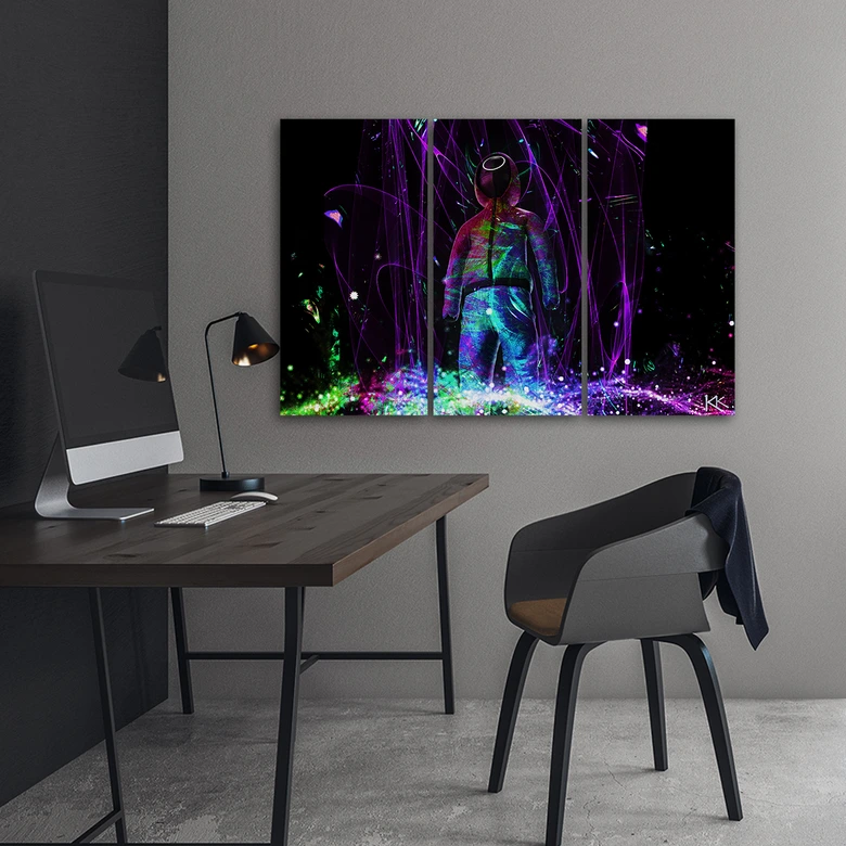 Leinwandbild 3 teilig, Neonspieler 