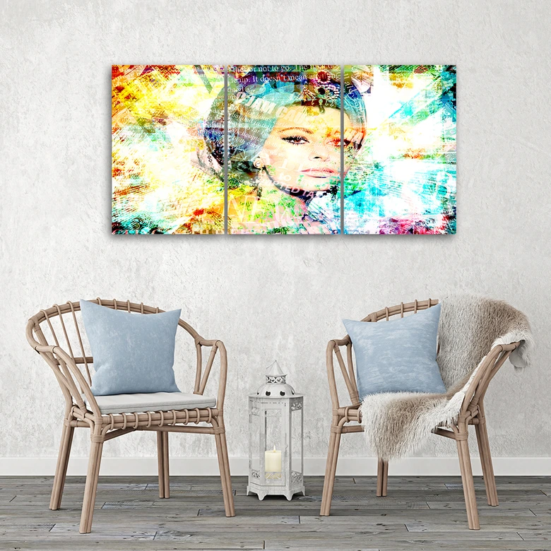 Leinwandbild 3-teilig, Sophia Loren 