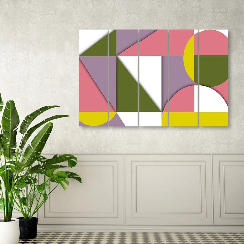 Leinwandbild 5 teilig, Geometrische Abstraktionsformen 