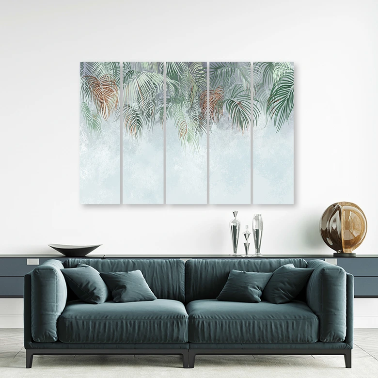 Leinwandbild 5 teilig, Palmenblätter 