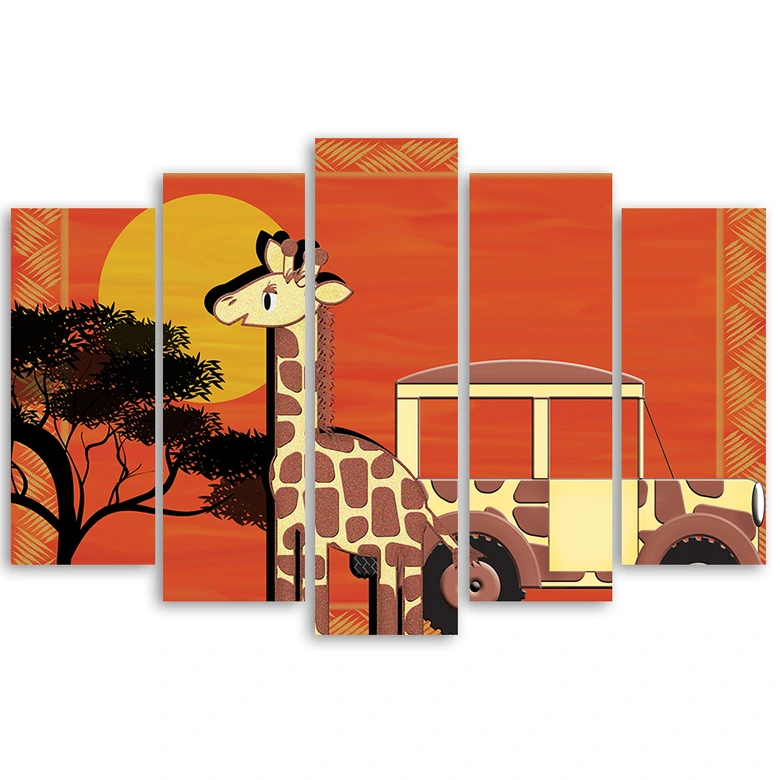Leinwandbild 5 teilig, Giraffe 