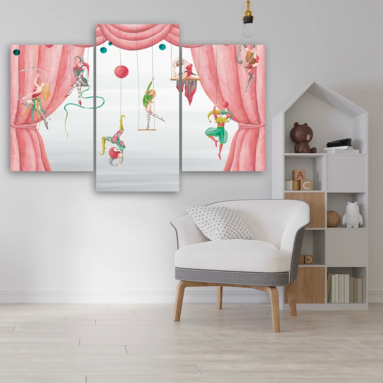 3-delige canvas print, circusacrobaat 