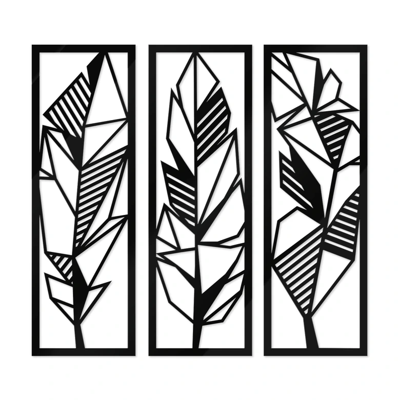 Wanddecoratie Orgami Veren (3-delig) 