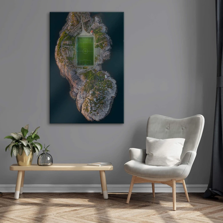 Acrylglasbild Simoon - Fussballplatz am Rande der Welt 