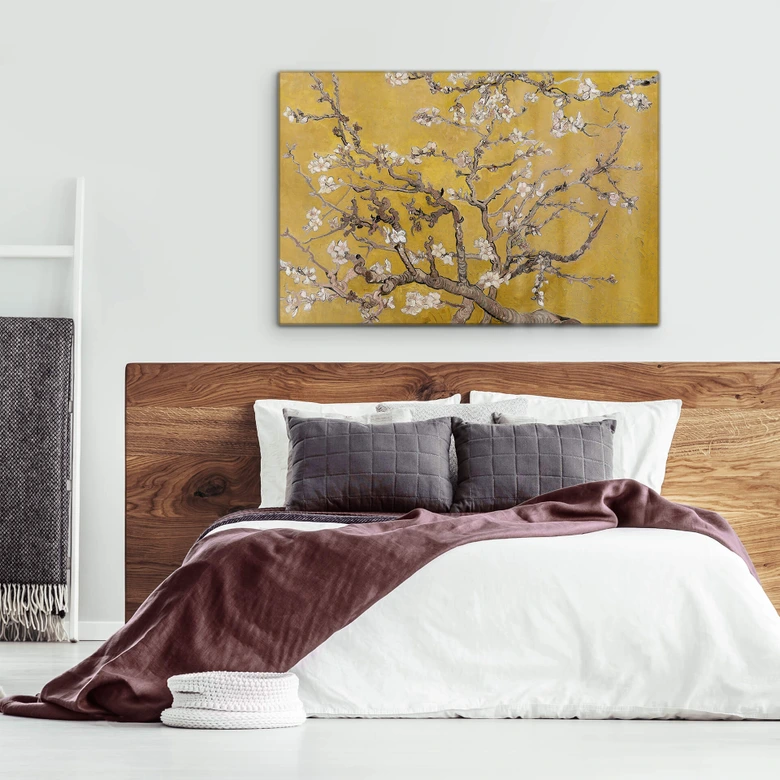 Tableau sur verre acrylique van Gogh - Amandier en fleurs jaune 