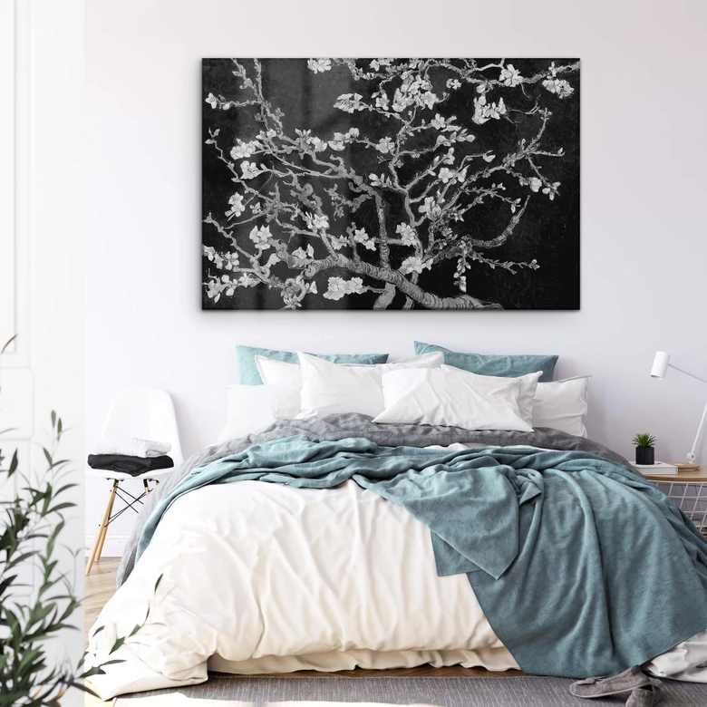 Akrylbillede van Gogh - Mandelblomst - sort 