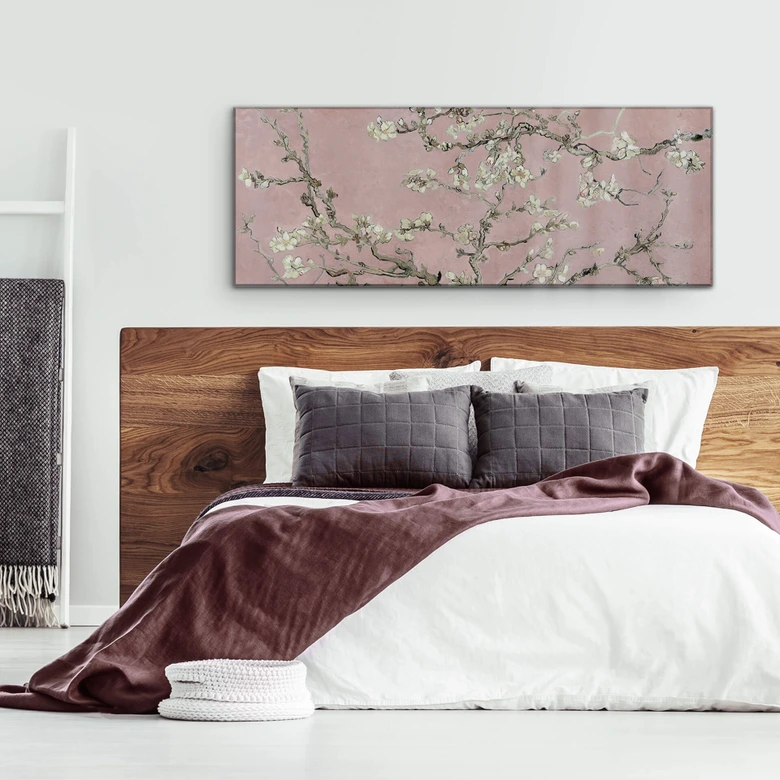 Wandbild van Gogh - Mandelblüte - rosé - Panorama - Alu-Dibond 