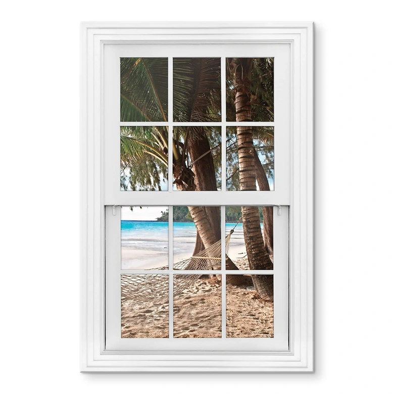 Acrylglasbild 3D Fenster - Hängematte 