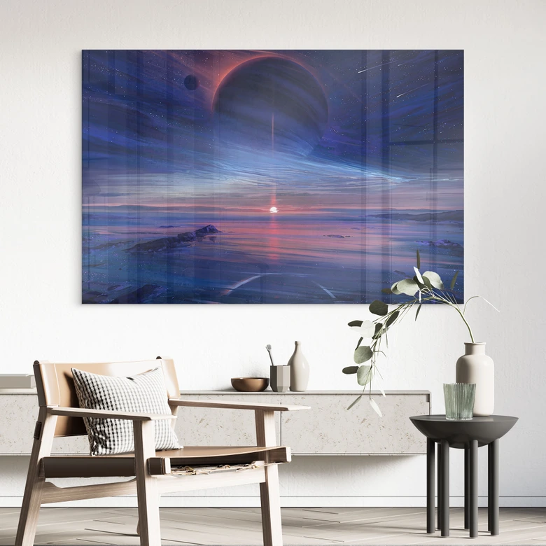 Acrylglasbild Landschaft mit Erde und Galaxie - Aenami 